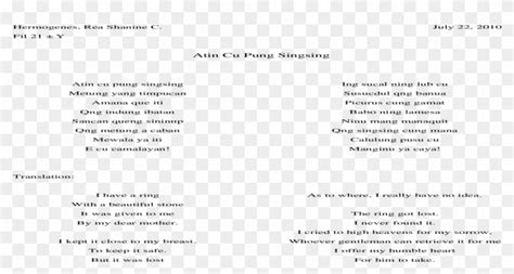 Atin Cu Pung Singsing Tagalog Lyrics, HD Png Download - 1200x630(#3933313) - PngFind