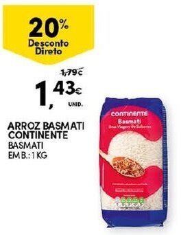 Promoção Arroz Basmati Continente 1kg em Continente