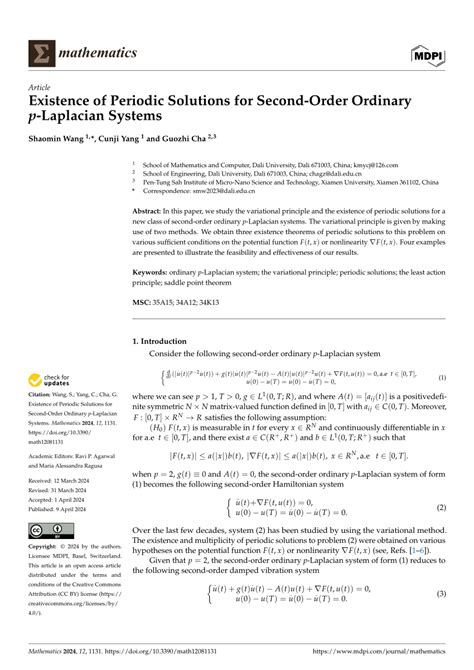 Pdf Existence Of Periodic Solutions For Second Order Ordinary P