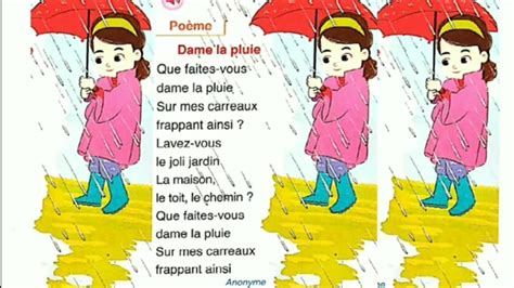 Po Sie Dame La Pluie Unit L Oasis Des Mots Aep Youtube