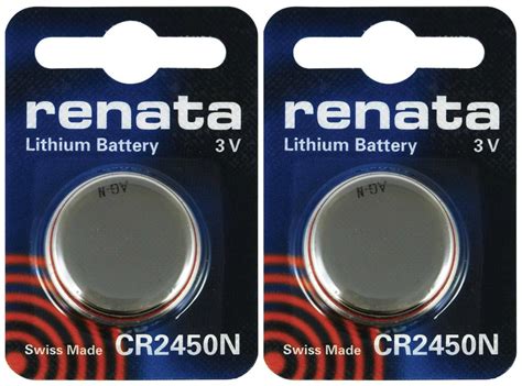 Renata CR2450N 3V Lithium Coin Battery 2 Pack FREE SHIPPING