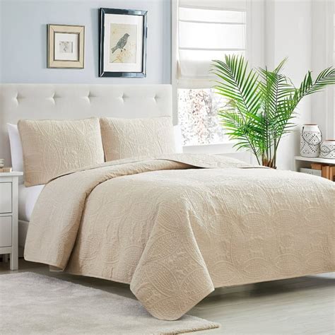 Mellanni Bedspread Coverlet Set Beige Reversible Bedding Cover