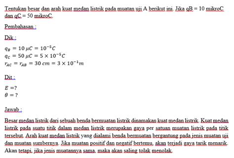 Tentukan Besar Dan Arah Kuat Medan Listrik Pada Mu