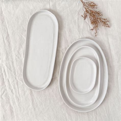 Pebble Tray Classic White Kim Wallace Ceramics