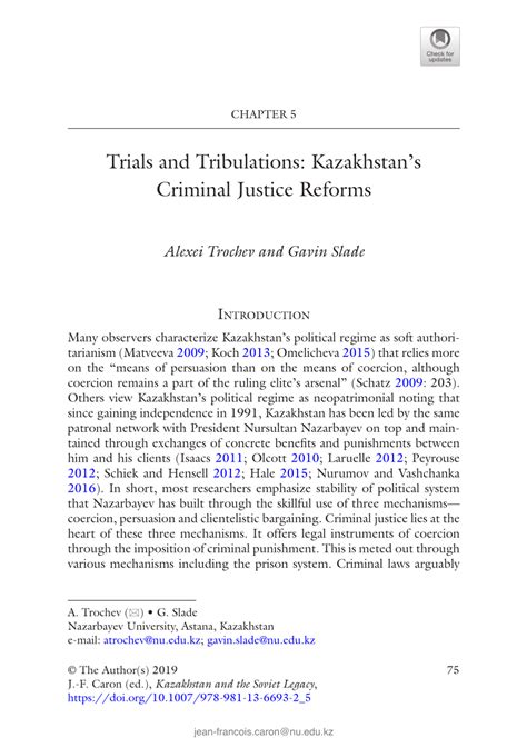 Pdf Trials And Tribulations Kazakhstans Criminal Justice Reforms