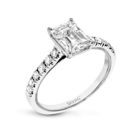 Emerald Cut Engagement Ring In 18k Gold With Diamonds Simon G Jewelry