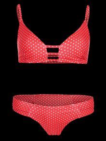 Polka Dot Strappy Bikini Set In Red S Zaful