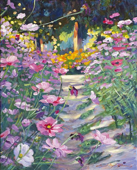 Garden Path Of Cosmos Painting By David Lloyd Glover Fine Art America