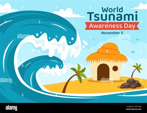 World Tsunami Awareness Day Vector Illustration on 5 November with ...