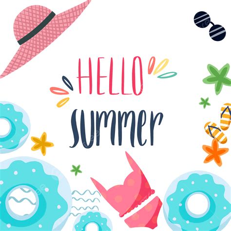 Hello Summer PNG Image, Blue Swimming Ring Hello Summer Border, Blue, Summer, Hello Summer PNG ...