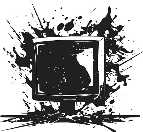 Fractured Flatpanel Icon Design Of Smashed Tv Outline Fragmented