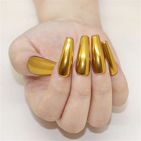 Mirror Gold Chrome Powder Nail Art for Gel Polish – Daily Charme | Gold ...