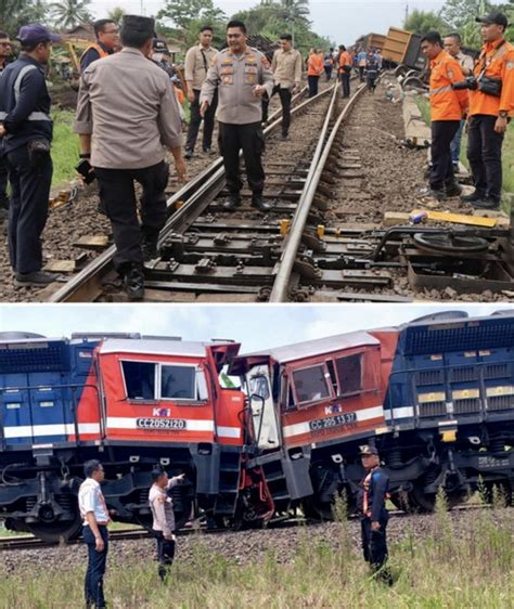 Dua Kereta Api Batu Bara Tabrakan Di Stasiun Rengas Polda Lampung