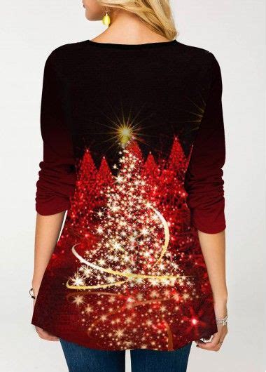 Christmas Tree Print Round Neck T Shirt Modlily USD 26 98