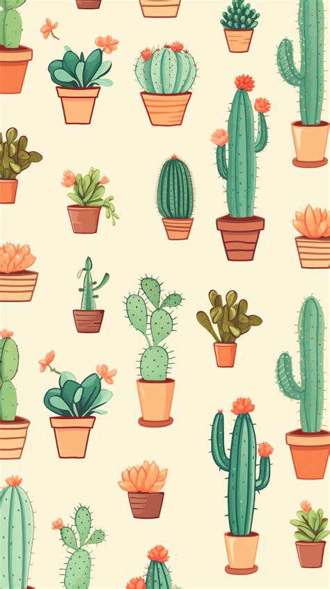 Drawing Style Cactus - Aesthetic Wallpapers