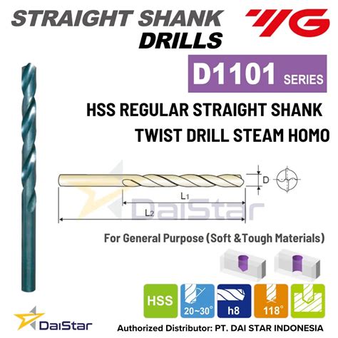 D Series Hss Twist Drill Straight Shank Yg Mata Bor Black Oxide