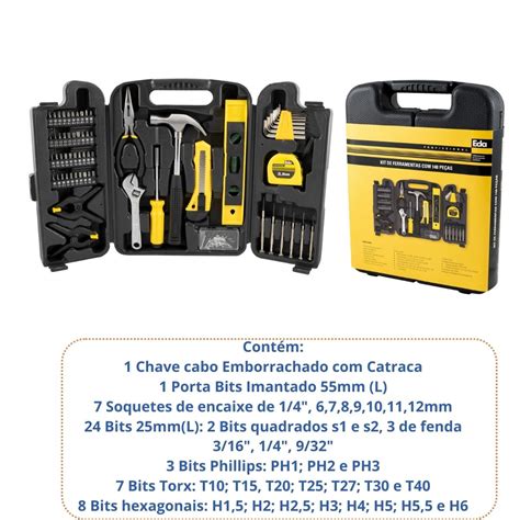 Kit de Ferramentas Maleta 148 Peças Eda Guias Massari