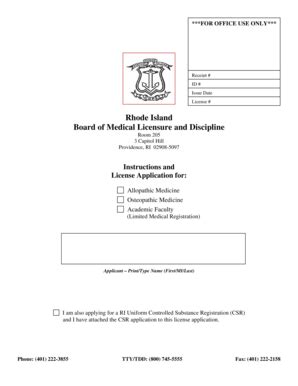 Fillable Online Health State Ri Board Of Medical Licensure And