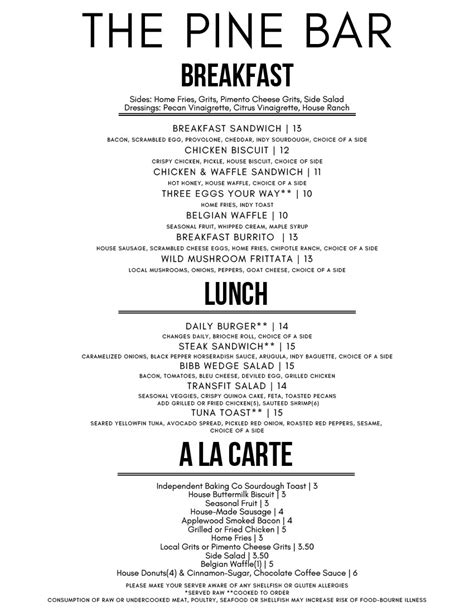 Brunch Menu - The Pine Restaurant and Bar in Five Points Athens, GA