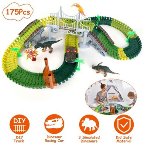 Pcs Dinosaur Race Track Set Flexible Diy Track Play Set With