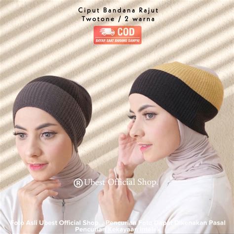 Jual Ciput Bandana Rajut 2 Warna Inner Rajut Ciput Rajut Twotone