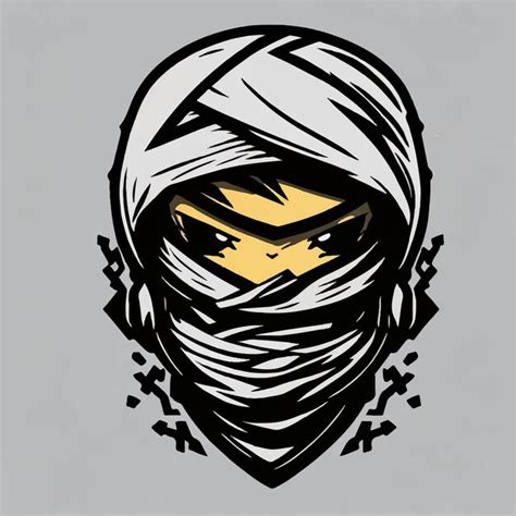 Schattige Ninja Gezicht Logo Vector Illustratie Witte Achtergrond