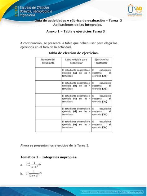 Anexo 1 Tabla Y Ejercicios Tarea 3 Pdf Integral Zona