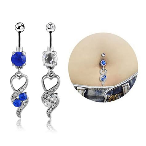 Sexy Body Jewelry Navel Piercing Belly Button Rings Fashion Love Heart Silver Plated Surgical