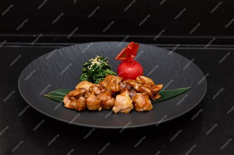 Premium Photo Kung Pao Chicken Or Gong Bao Ji Ding At Dark Slate Background Sichuan Kung Pao