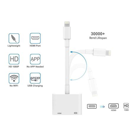 Lightning 8 Pin To Hdmi Cable With 8 Pin Charging Port Axgear Ca