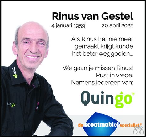 Rinus Van Gestel 20 04 2022 Overlijdensbericht En Condoleances