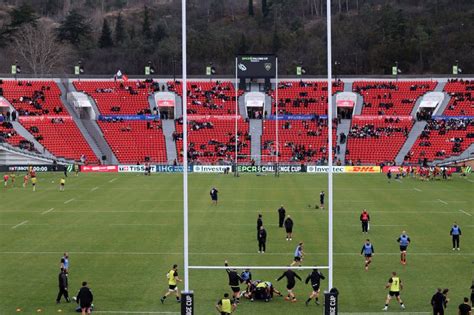 Rugby Match on the Stadium . BLACK LION - Castres Olympique Match, Mikheil Meskhi Stadium ...