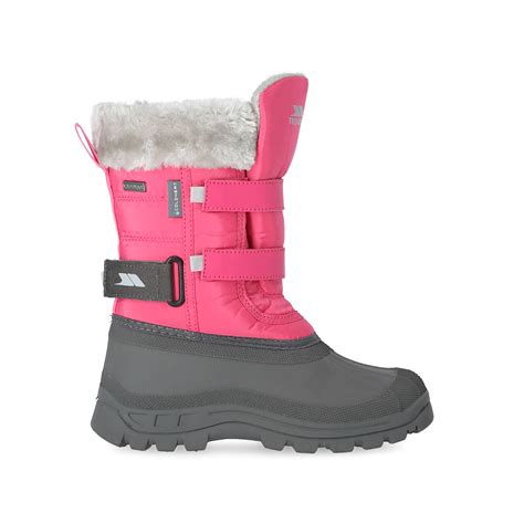 Trespass Girls Snow Boots Waterproof Insulated Grey Shoes With Fur Stroma Ii Ebay