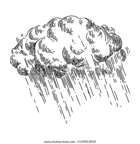 Storm Cloud Rain Sketch Engraving Style Stock Vector (Royalty Free ...