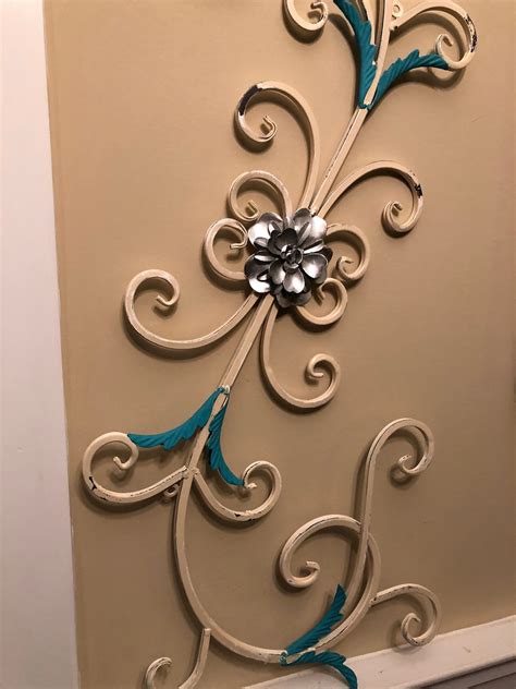 Wall Decor Metal Wall Decor Swirl And Flower Decor Shabby Etsy