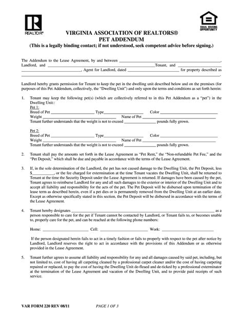 Virginia Pet Addendum Fill Out And Sign Online Dochub