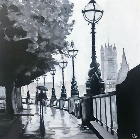 Angela Wakefield Painting Of Victoria Embankment Westminster London