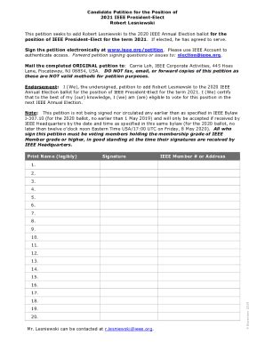 Fillable Online Petition For 2021 IEEE President Elect Petition Form