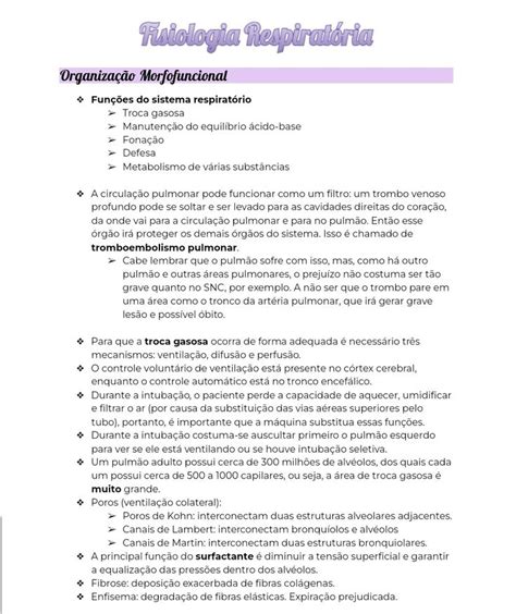 Resumo De Fisiologia Respirat Ria E Sistema Respirat Rio E