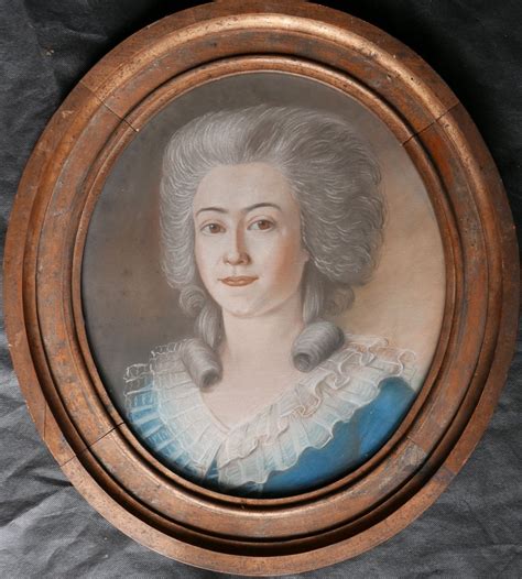 Proantic Portrait De Jeune Femme Ovale Epoque Louis Xvi Pastel Fin Xv