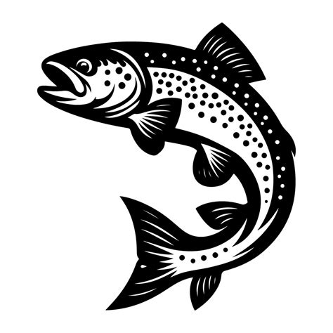 jumping trout fish svg black  white svg vector file  laser