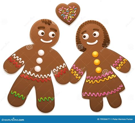 Gingerbread Couple Man Woman Love Stock Vector Illustration Of