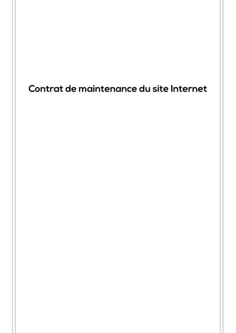 CONTRAT DE MAINTENANCE