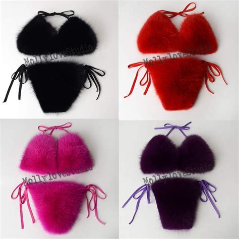 5 Colors Real Fox Fur Bikini Set Fluffy Bra Set For Women Etsy UK