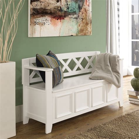 White Entryway Storage Bench