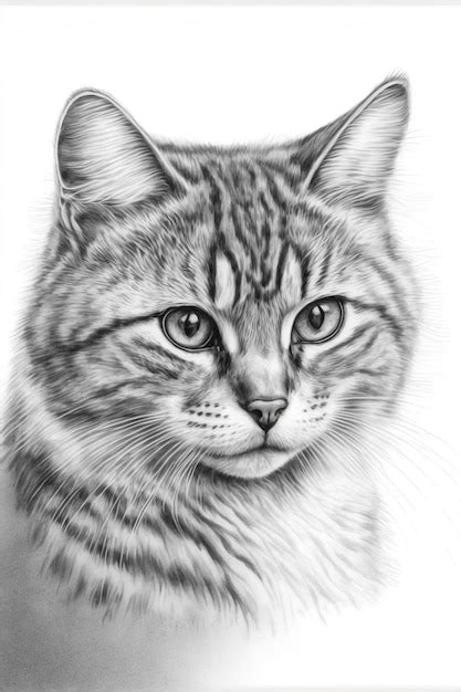 Cabeza De Dibujo De Estilo Boceto De Gato Solo Foto Premium