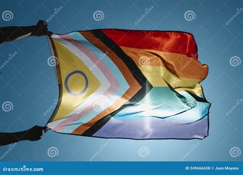 Ondea Una Bandera De Orgullo De Progreso Inclusivo Entre Sexos Foto De