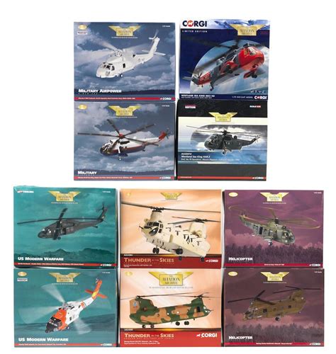 Ten Boxed 1:72 Scale Limited Edition Die-cast Models Of Helicopters By ...