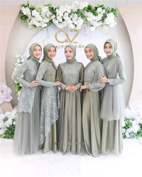 Bridesmaid Dresses Hijab Brokat Satin Model Baju Bridesmaid