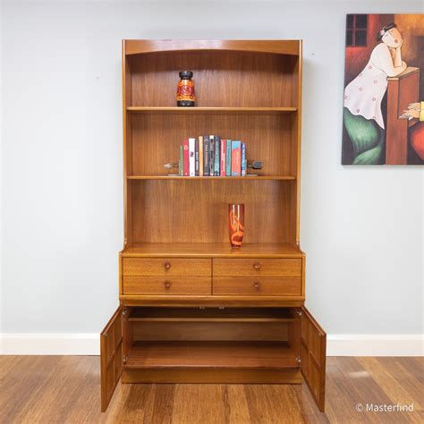 7262r Retro Vintage Teak Nathan Wall Unit Bookcase 4 Drawers